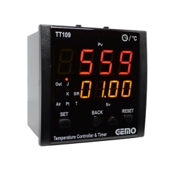  BỘ ĐIỀU KHIỂN NHIỆT ĐỘ PID TÍCH HỢP TIMER GEMO TT109-230VAC-R (PT100, K, J, S,T, R, 96x96 mm)