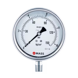 ĐỒNG HỒ ĐO ÁP SUẤT 25 BAR 63-GFS-S-L-02-L-0/25 bar-GR-CD4 (Chân đứng,có dầu)
